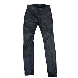 Hudson "Krista Super Skinny" Black Coated Jeans, Size 25